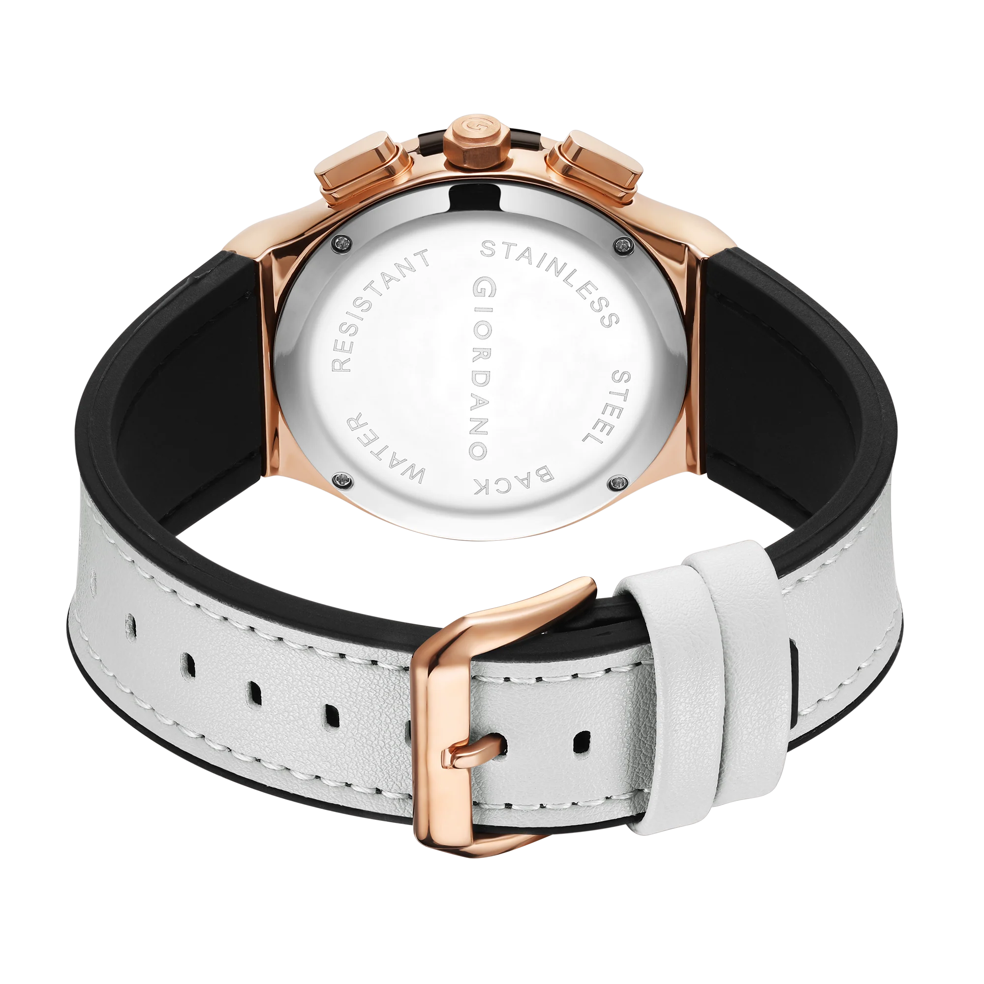 Giordano analog Watch for men  – Round Dial,  Leather Strap, Crystal-Studded Bezel with Quartz Movement-GZ-60093-01 - Image 5
