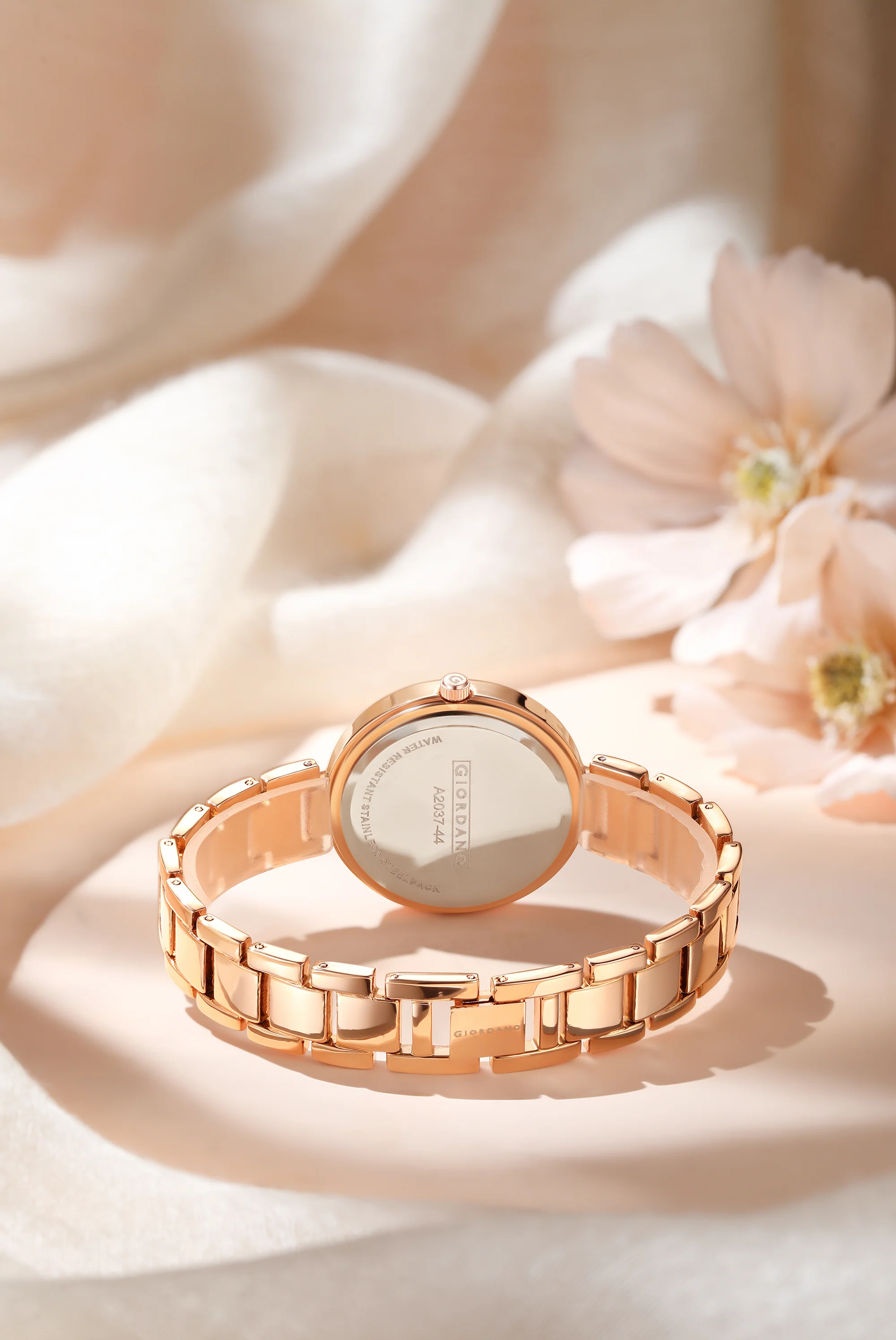 Giordano Eleganza Collection Analog Watch for Women with Crystal-Studded Strap & Diamond Indices - A2037-44 - Image 3